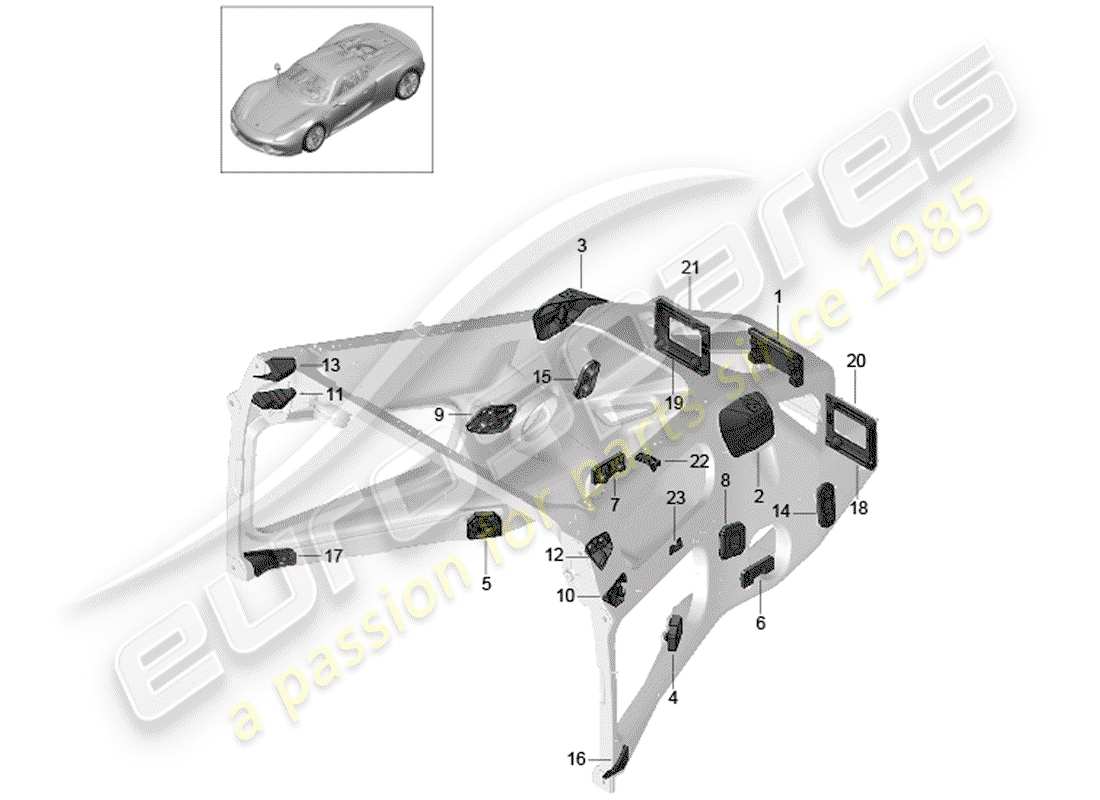 porsche 2015 (918 spyder) concetto di riparazione speciale diagramma delle parti