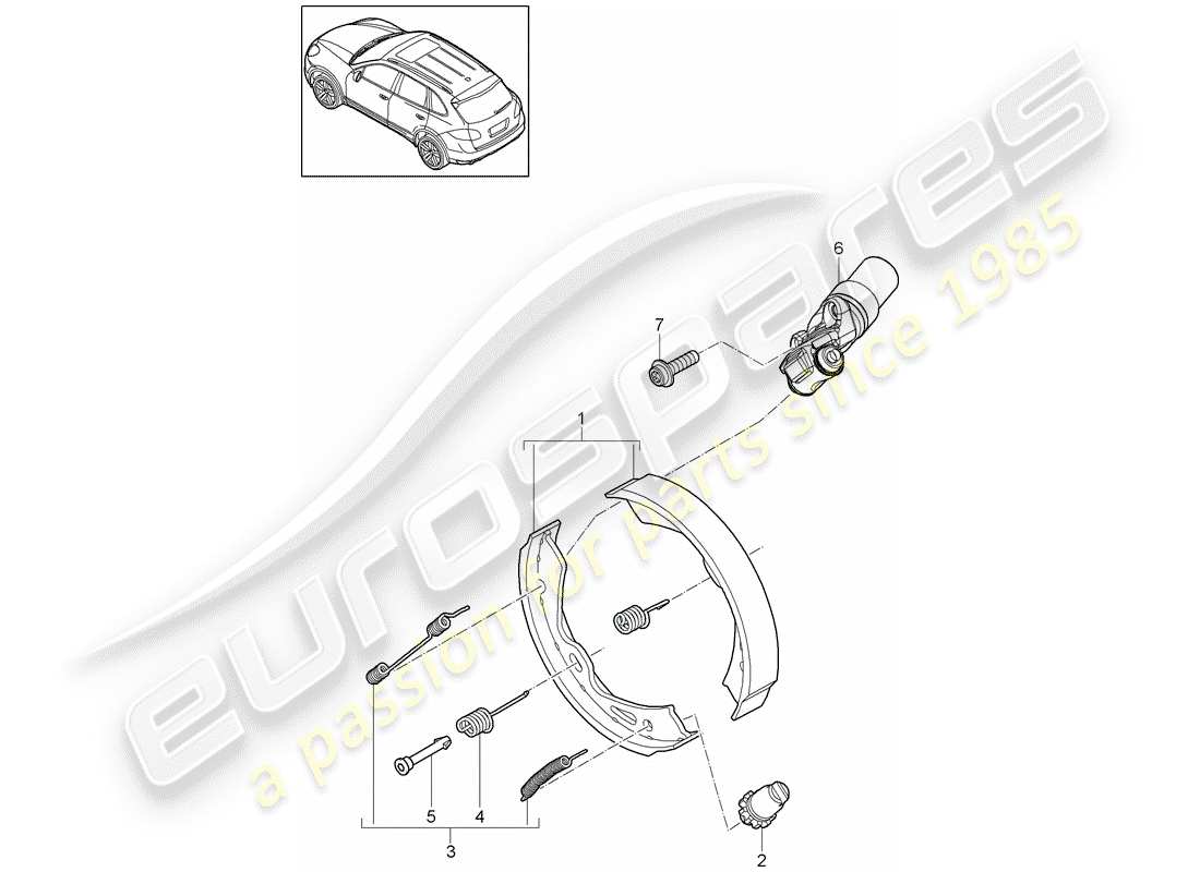 porsche 2012 (cayenne e2 92a) freno di stazionamento diagramma delle parti