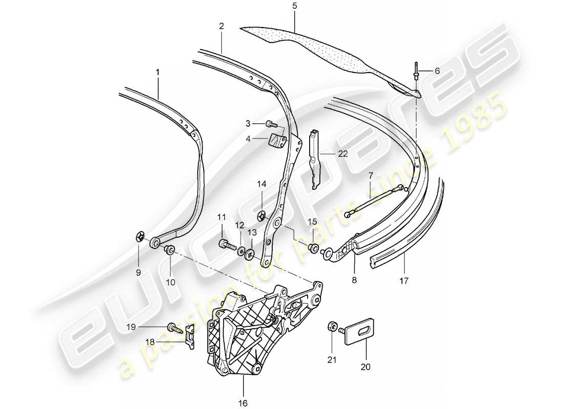porsche 2005 (997-1) telaio superiore diagramma delle parti