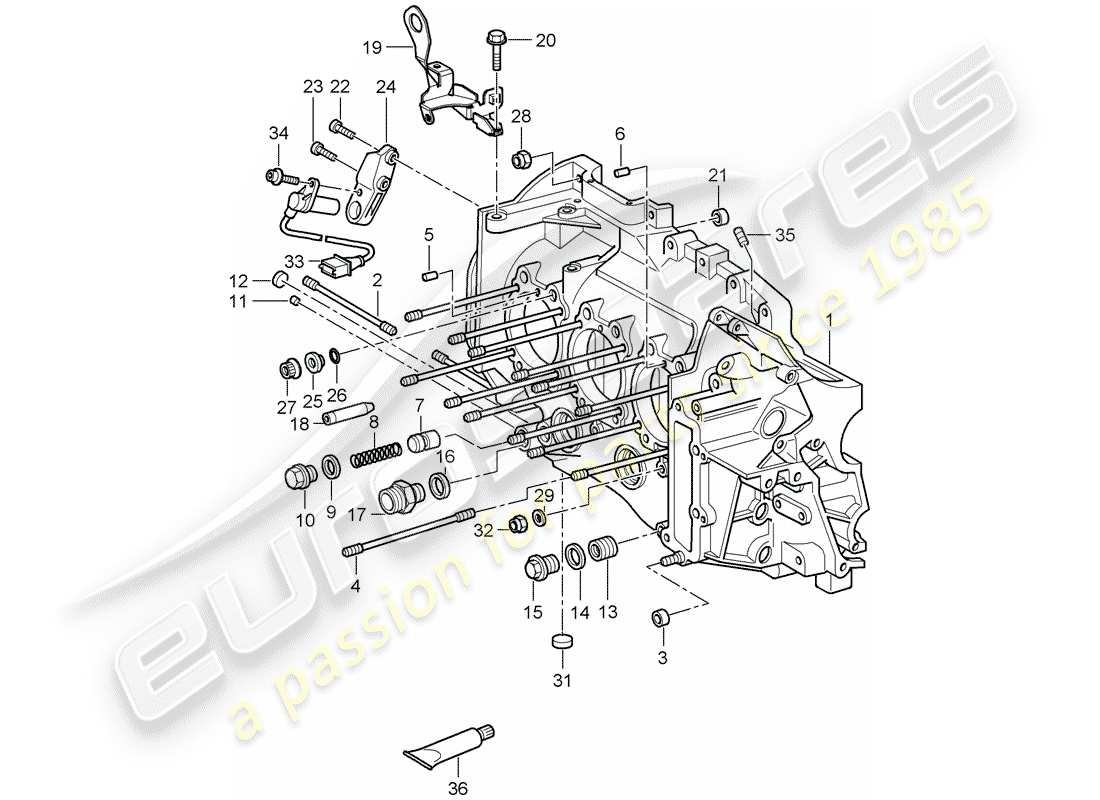 porsche 2007 (997-1 gt3) basamento diagramma delle parti