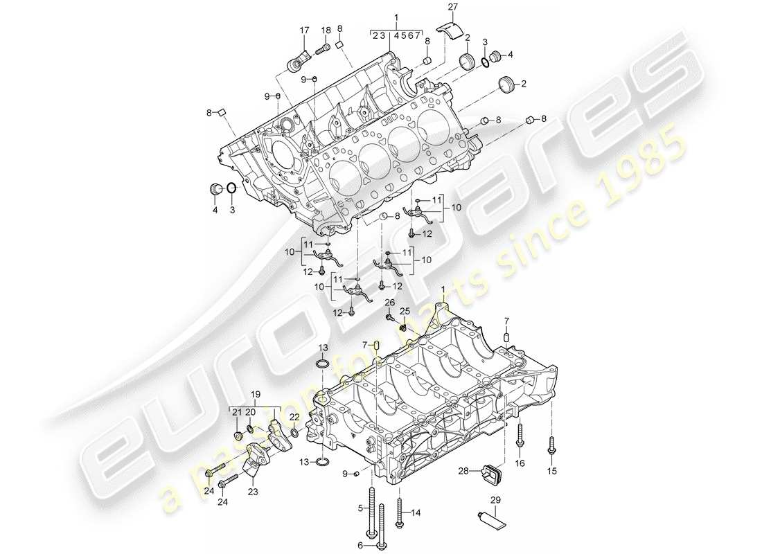 porsche 2009 (cayenne e1 9pa) basamento diagramma delle parti