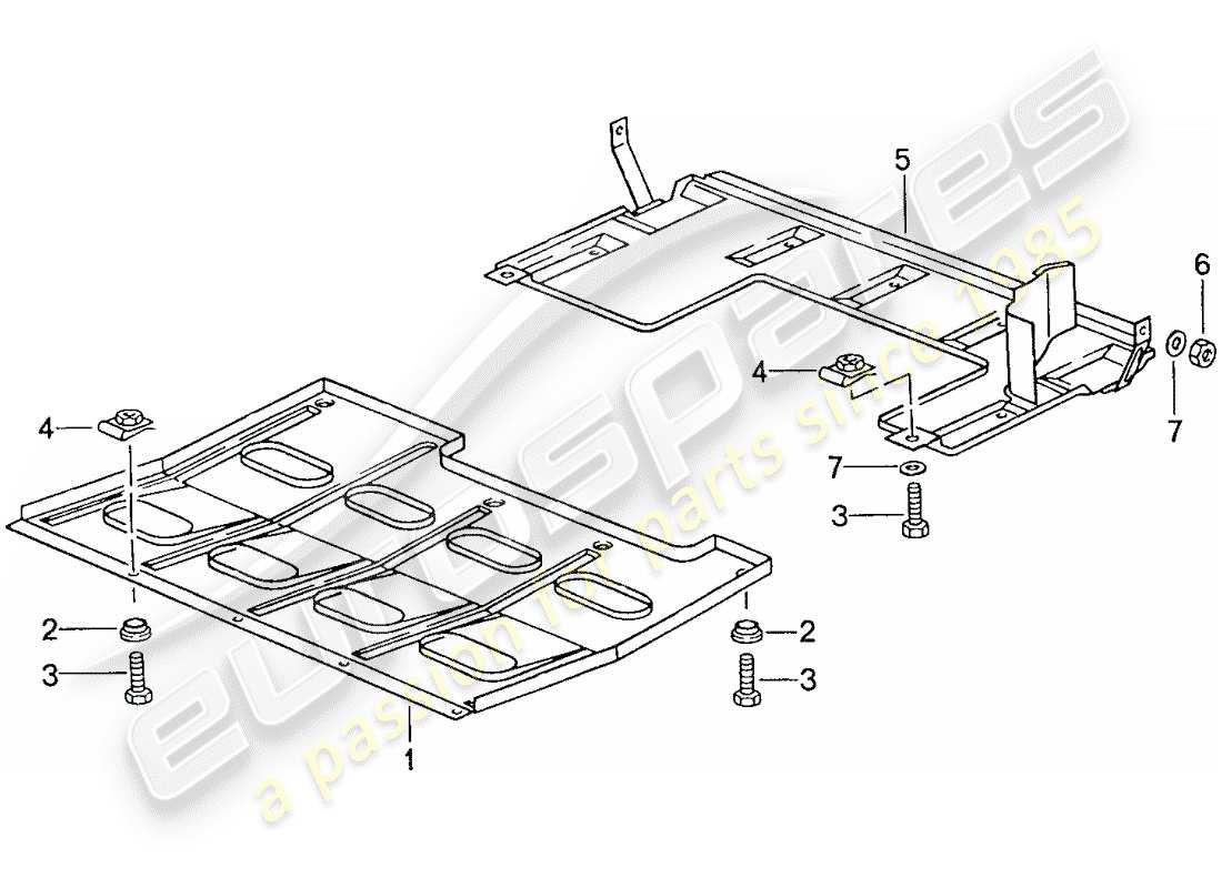 porsche 1990 (944) protezione inferiore schema delle parti