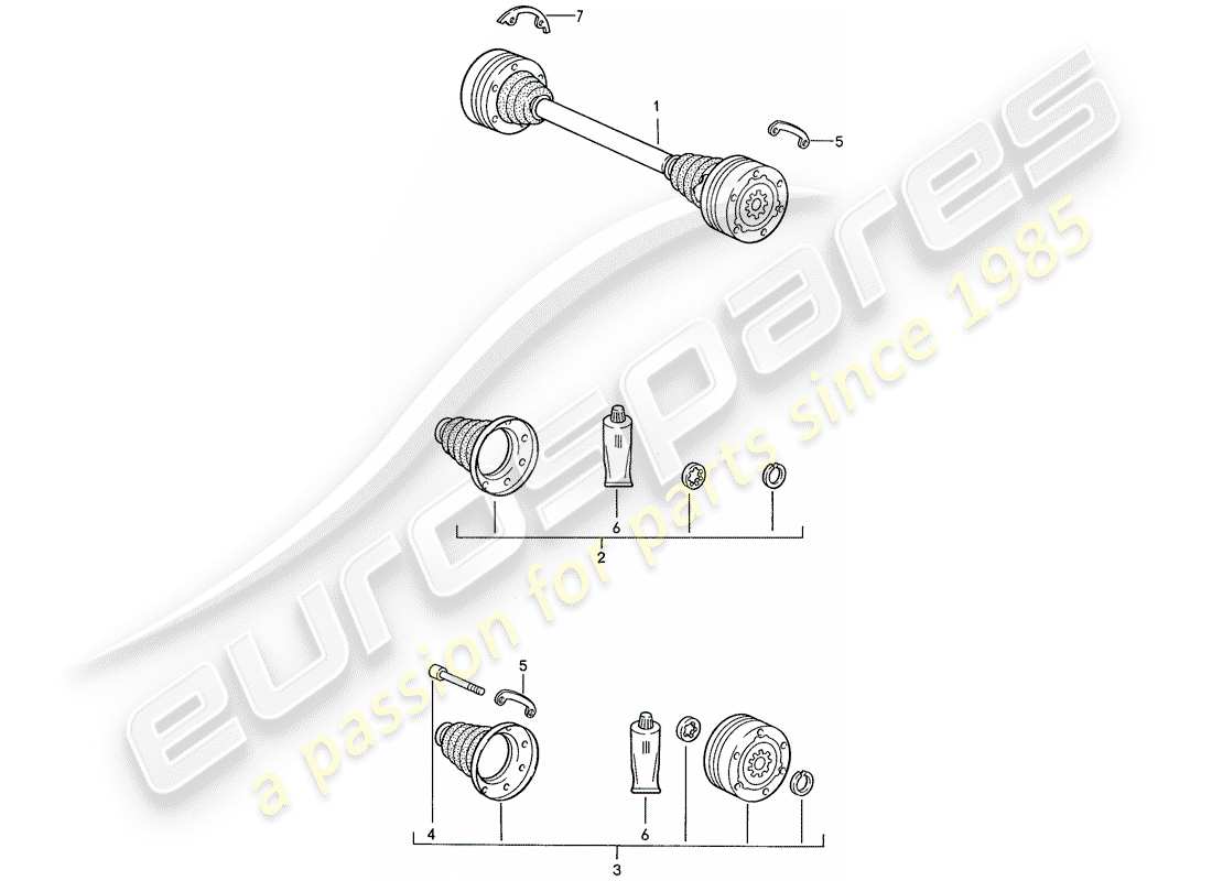 porsche 1990 (944) diagramma delle parti dell'albero di trasmissione