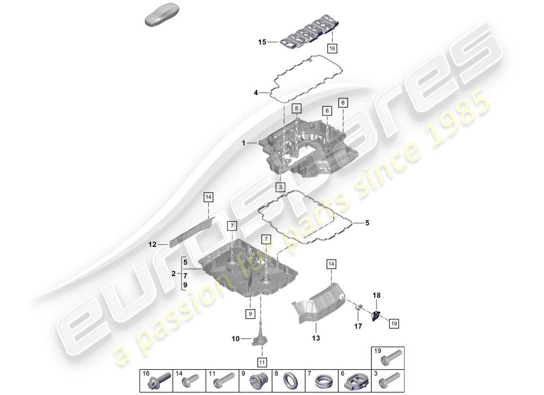 porsche 2020 (718 boxster spyder) coppa dell'olio diagramma delle parti