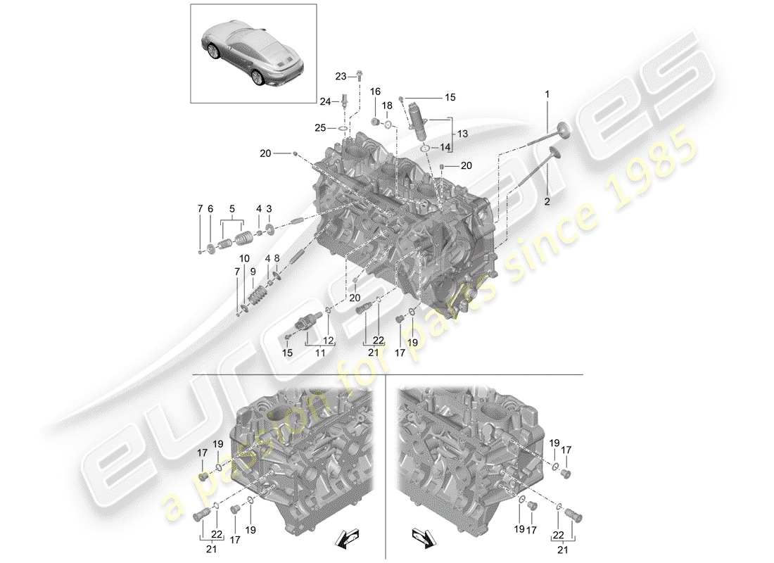 porsche 2016 (991-1 turbo) testata diagramma delle parti