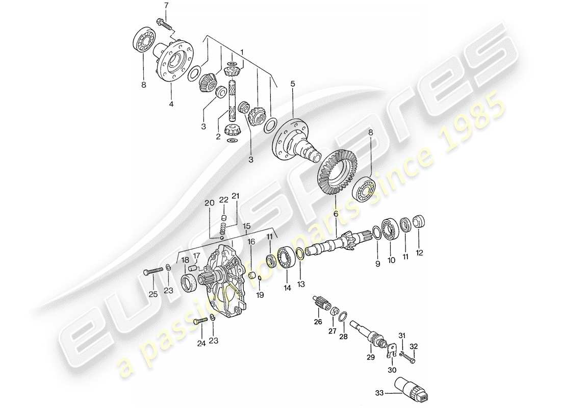 porsche 1990 (944) differenziale - per - cambio automatico - d >> - mj 1989 schema delle parti