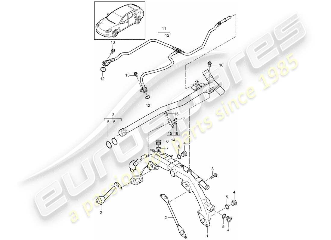 porsche 2015 (panamera 970) raffreddamento ad acqua 1 diagramma delle parti
