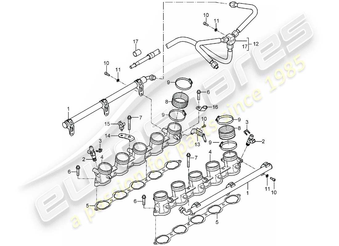 porsche 2005 (carrera gt) tubo di raccolta carburante diagramma delle parti