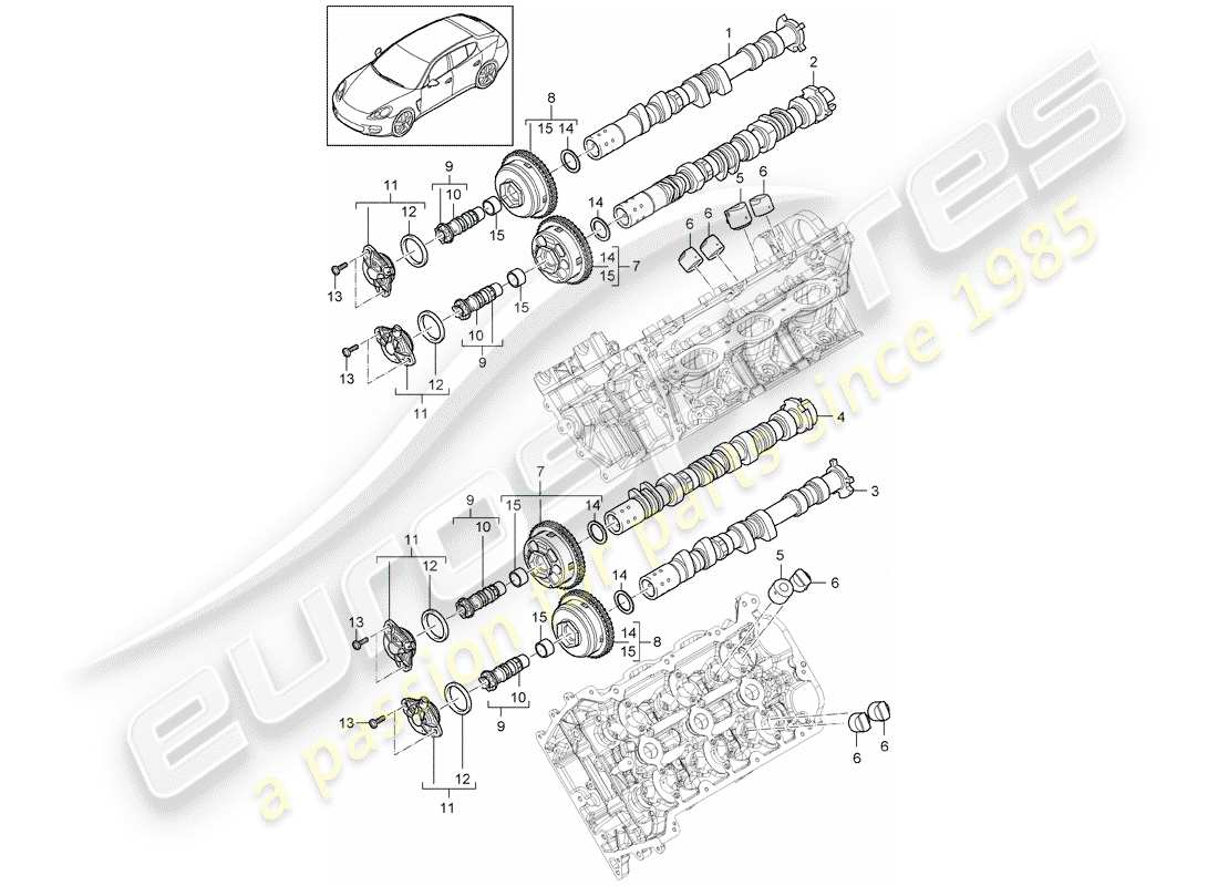 porsche 2016 (panamera 970) albero a camme diagramma delle parti