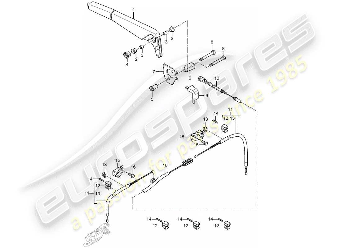 porsche 2004 (carrera gt) freno a mano - attuatore diagramma delle parti
