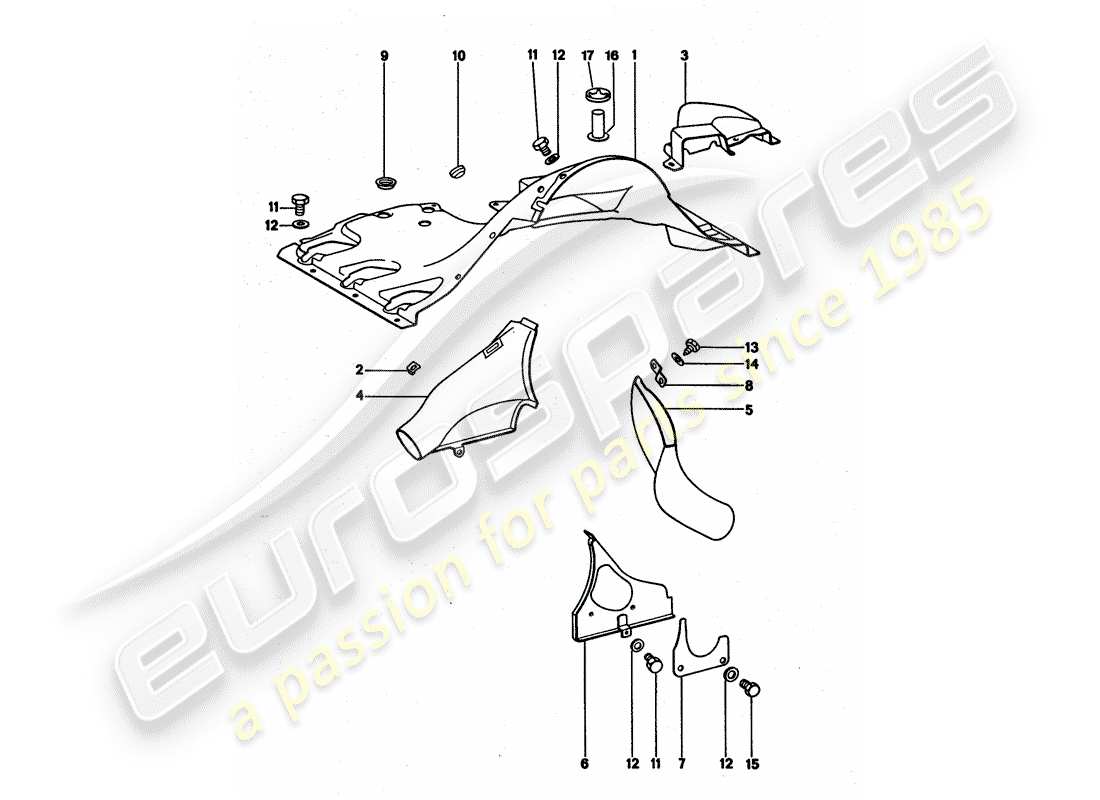 porsche 1976 (911 turbo) diagramma delle parti del condotto dell'aria