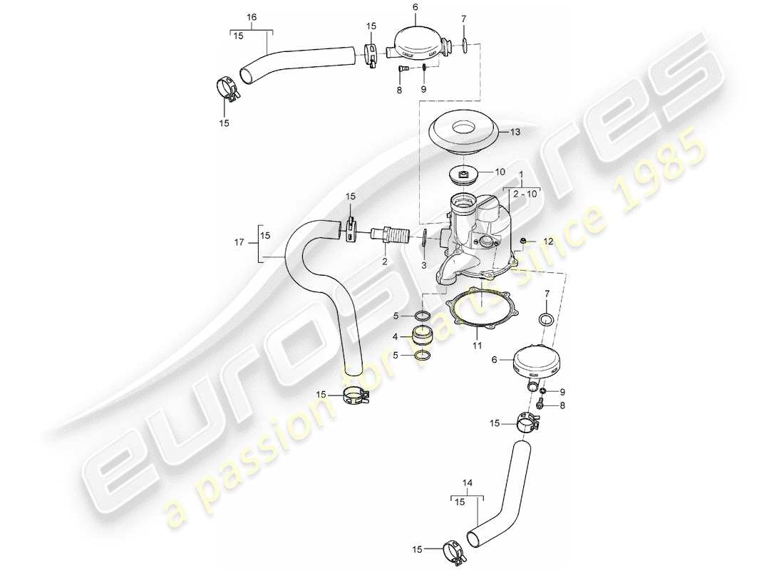 porsche 2004 (carrera gt) lubrificazione del motore - separatore aria/olio schema delle parti