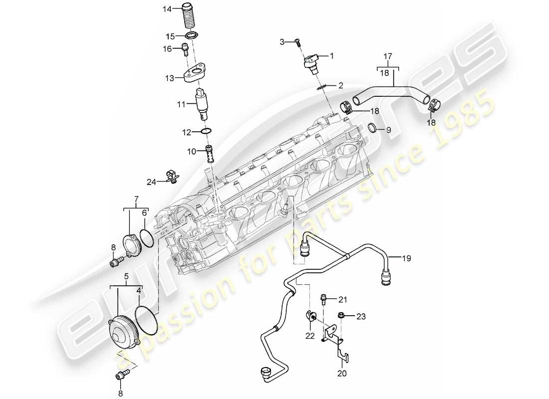 porsche 2005 (carrera gt) testata - coperchio valvola - accessori schema parte