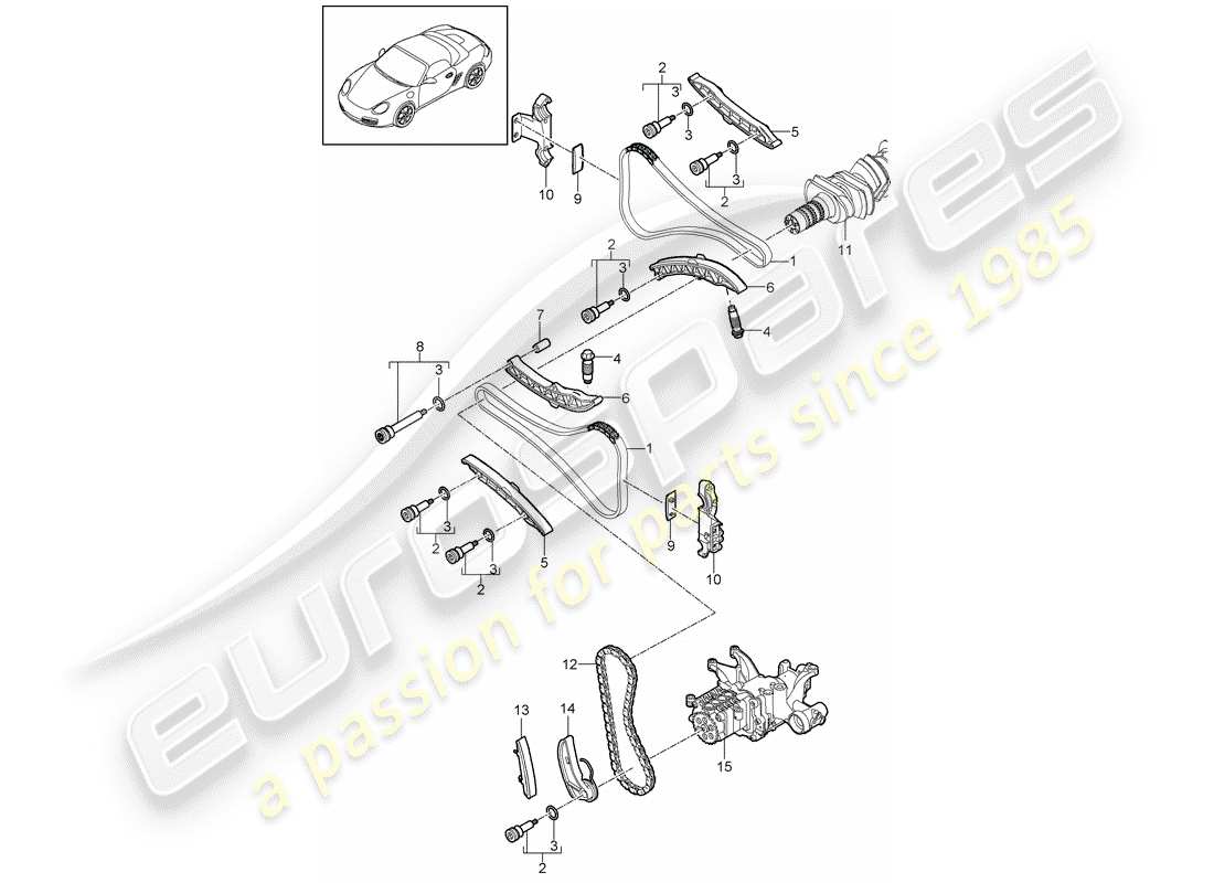 porsche 2009 (987 boxster) controllo della valvola diagramma delle parti