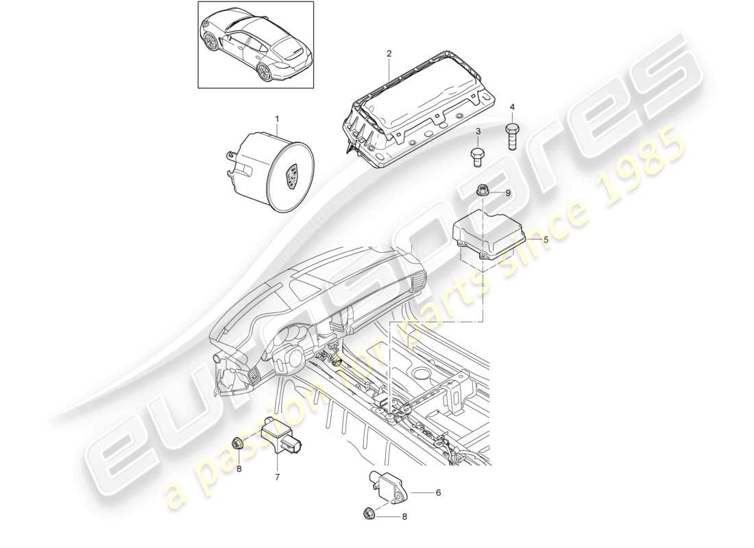 porsche 2010 (cayenne e1 9pa) airbag d - mj 2014>> diagramma delle parti
