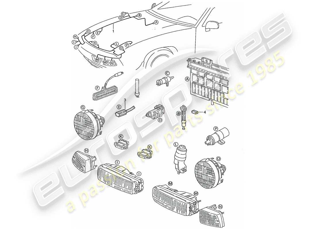 porsche 1991 (928) imbracatura diagramma delle parti