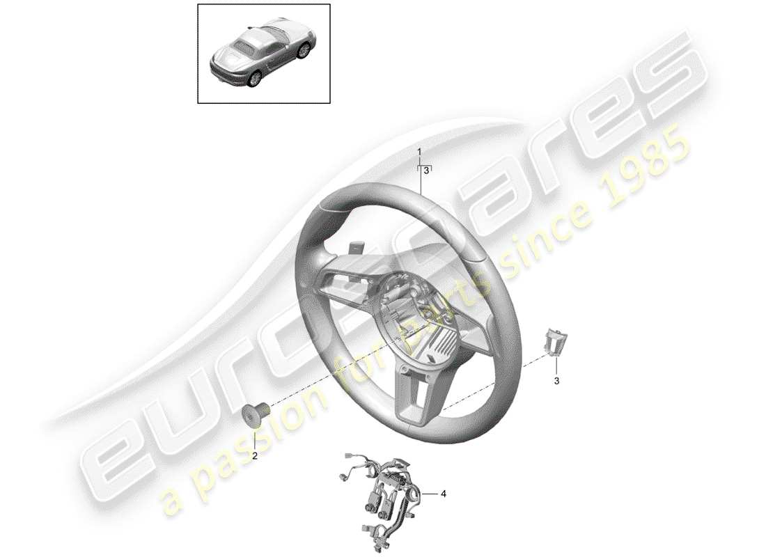 porsche 2017 (718 boxster) volante diagramma delle parti