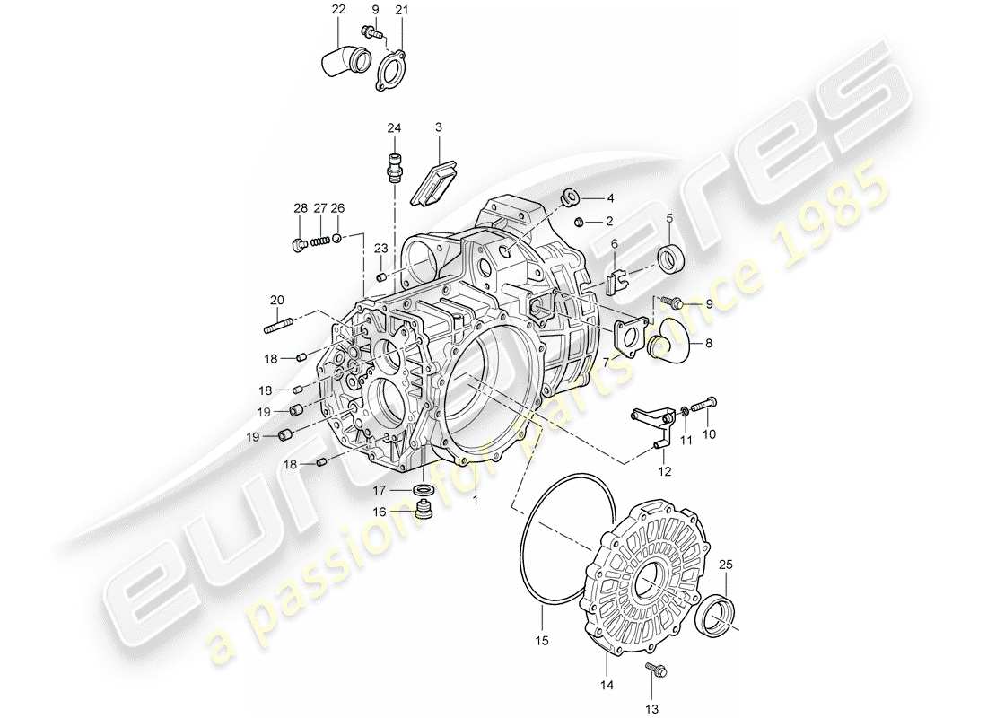 porsche 2001 (996 gt3) cassa trasmissione diagramma delle parti