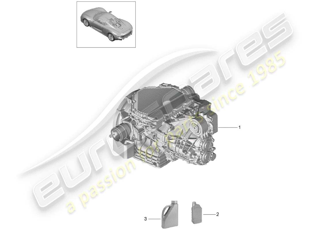 porsche 918 spyder (2015) schema delle parti trasmissione di ricambio