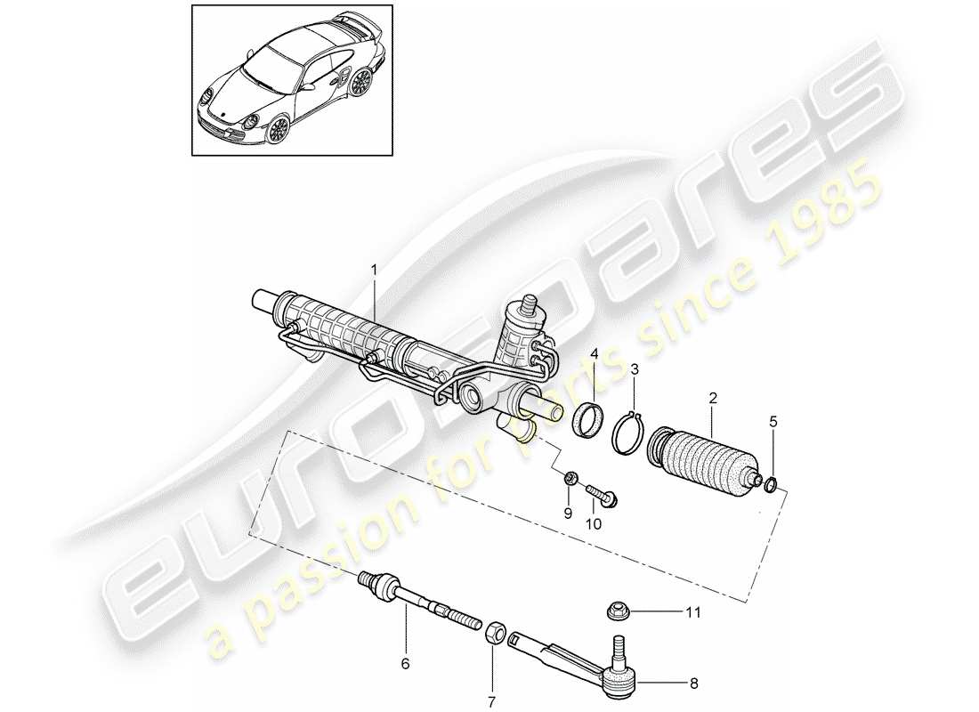 porsche 2012 (997-2 turbo / gt2 rs) servosterzo diagramma delle parti