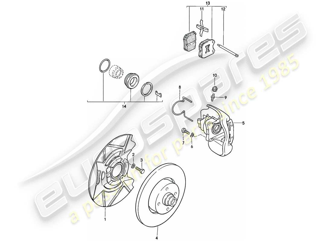 porsche 1979 (924) freni a disco - assale anteriore diagramma delle parti