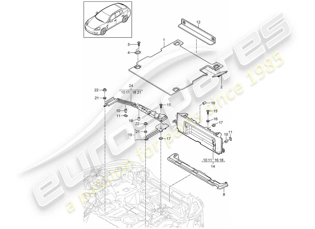 porsche 2014 (panamera 970) finiture diagramma delle parti