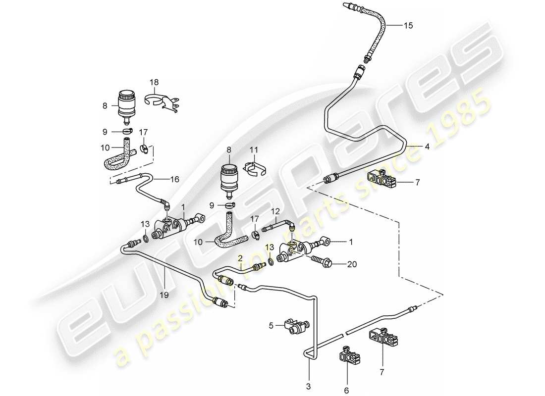 porsche 2007 (997-1 turbo / gt2) frizione idraulica schema delle parti