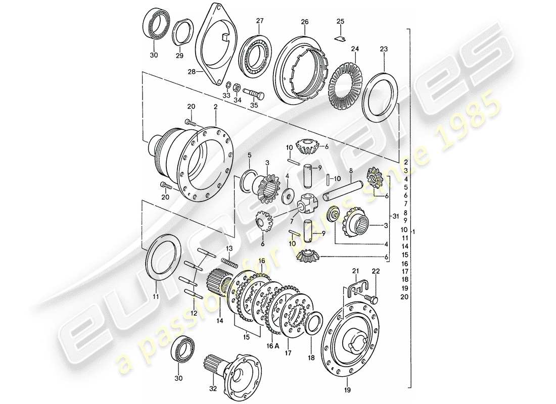 porsche 1990 (928) cambio manuale - porsche - differenziale a slittamento limitato - d - mj 1990>> diagramma delle parti