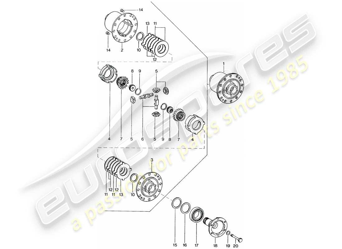 porsche 1976 (914) differenziale di slittamento limitato diagramma delle parti