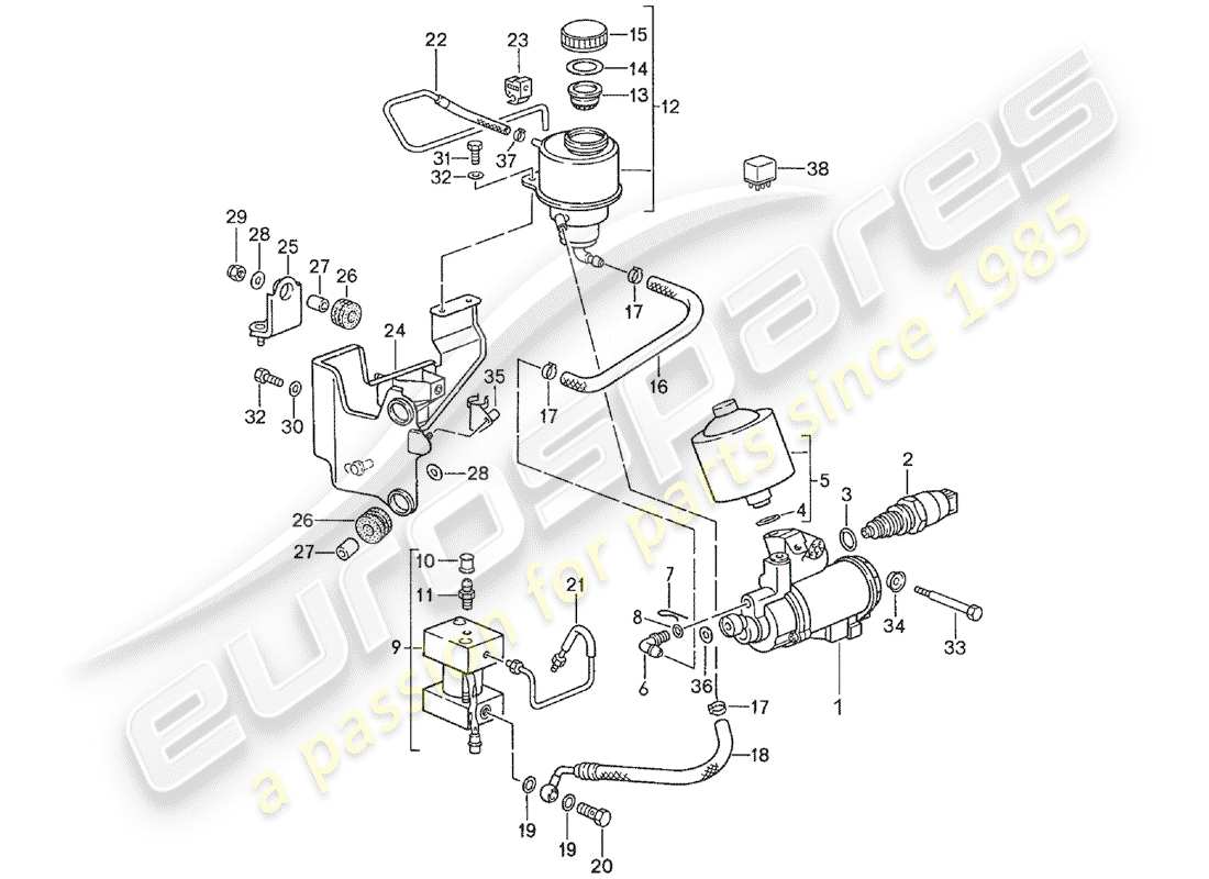 porsche 1990 (928) cambio manuale - comando serratura 1 - d - mj 1990>> diagramma delle parti