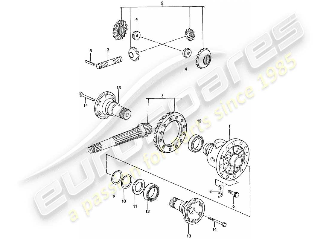 porsche 1976 (924) differenziale - 5-speed diagramma delle parti