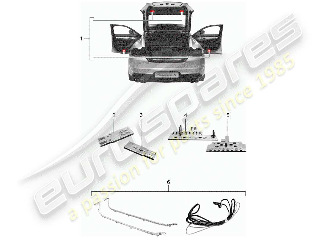 porsche 2015 (tequipment panamera) modulo led diagramma delle parti