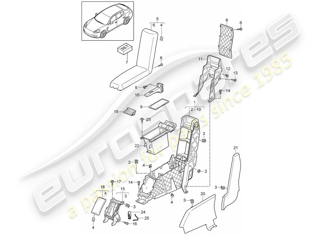 porsche 2013 (panamera 970) console centrale diagramma delle parti