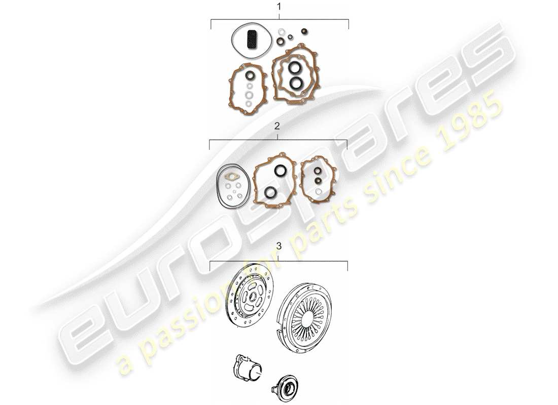 porsche 1991 (964) set guarnizioni diagramma delle parti