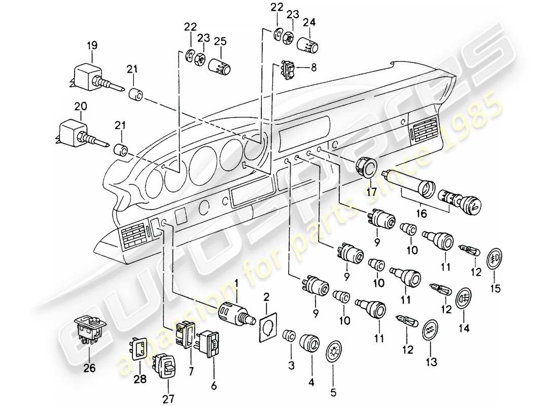 porsche 1996 (993) interruttore diagramma delle parti