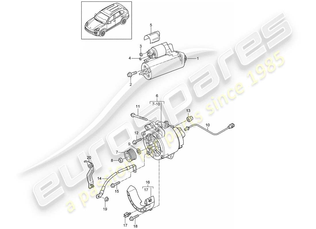 porsche 2015 (cayenne e2 92a) antipasto diagramma delle parti