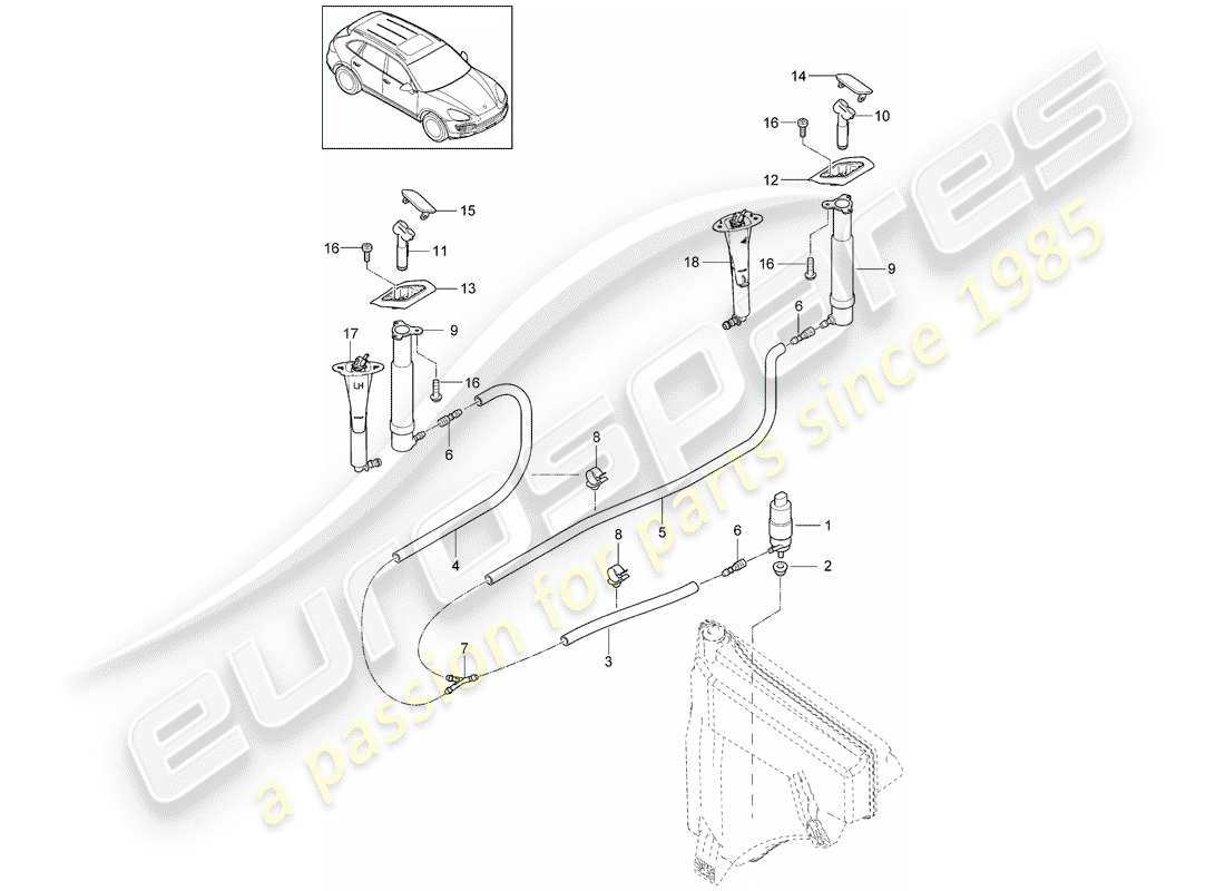 porsche 2014 (cayenne e2 92a) impianto rondella diagramma delle parti
