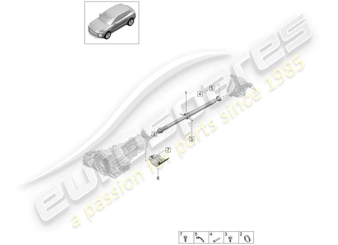 porsche 2019 (macan) albero dell'elica diagramma delle parti