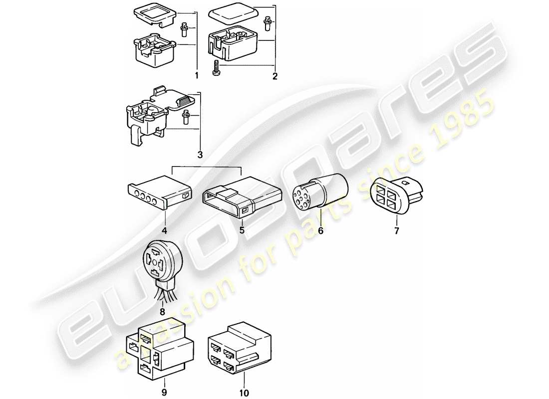 porsche 924s (1988) alloggiamento del connettore - schema delle parti 4-pole