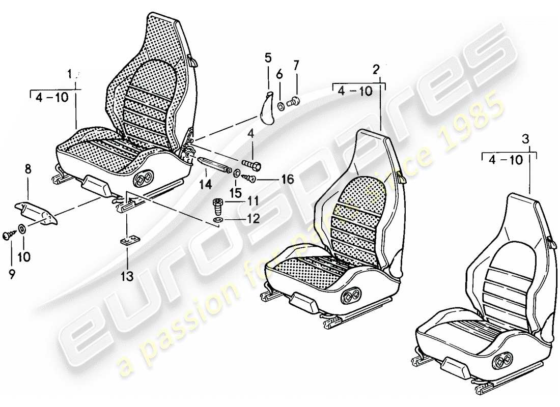 porsche 1985 (911) sedile sportivo - completo - d - mj 1985>> schema delle parti