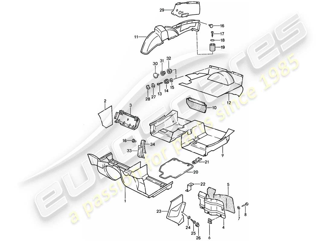 porsche 1987 (924s) diagramma delle parti trims