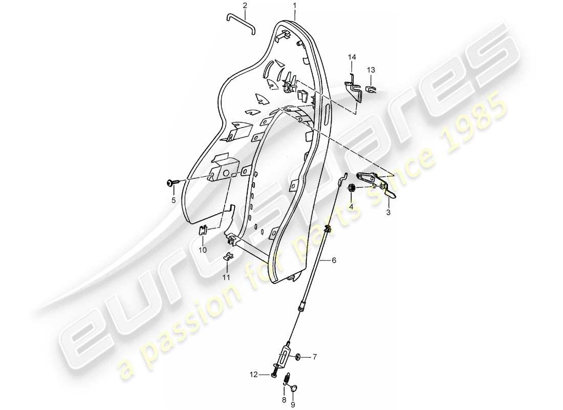 porsche 996 (2001) scocca schienale - sedile sportivo diagramma delle parti