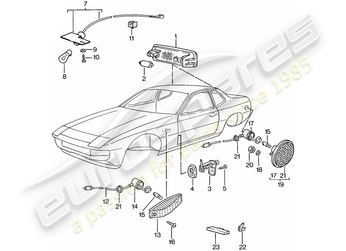 porsche 1979 (924) luce interna - indicatore di direzione diagramma delle parti