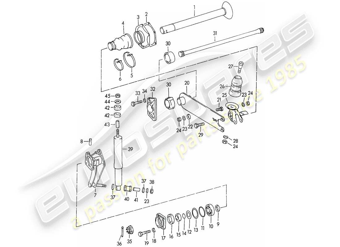 porsche 1958 (356/356a) asse posteriore diagramma delle parti