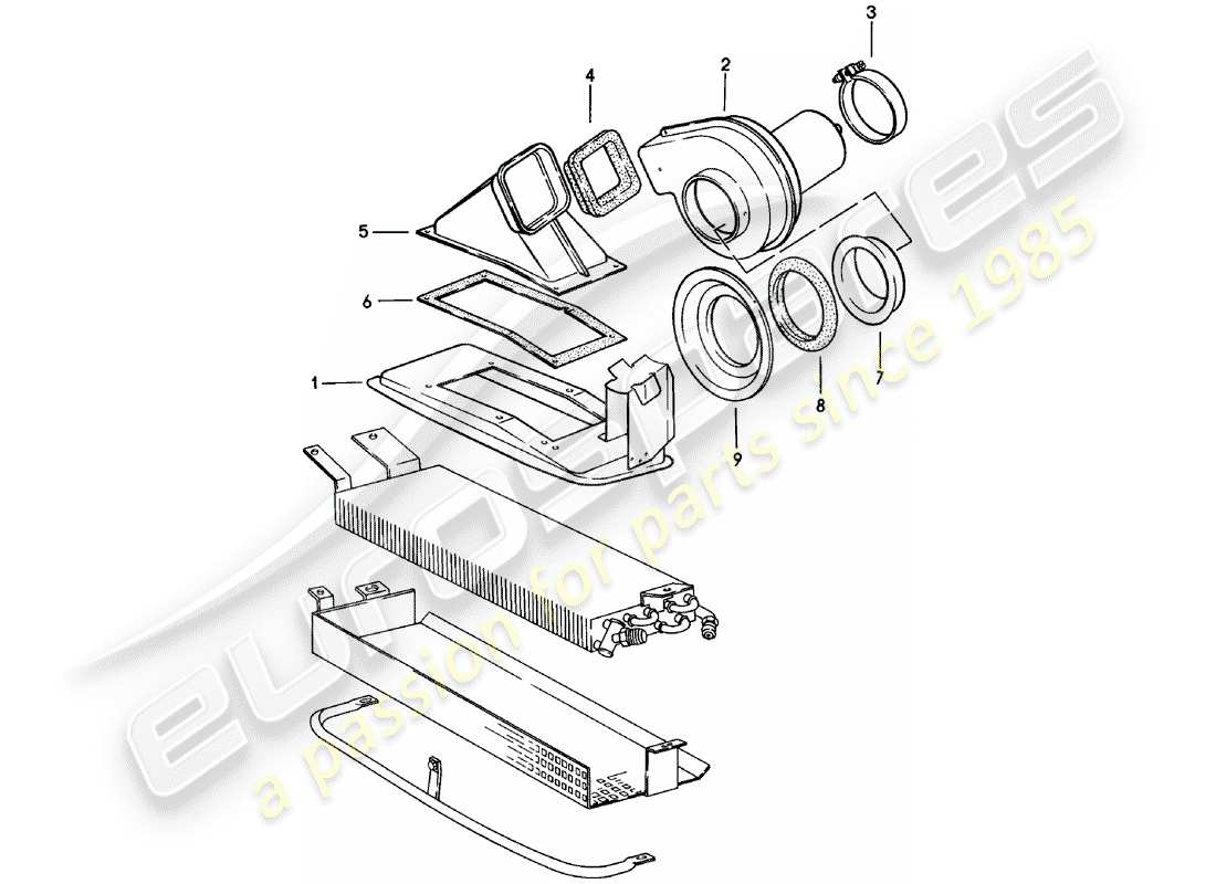 porsche 1983 (911) diagramma delle parti della ventola