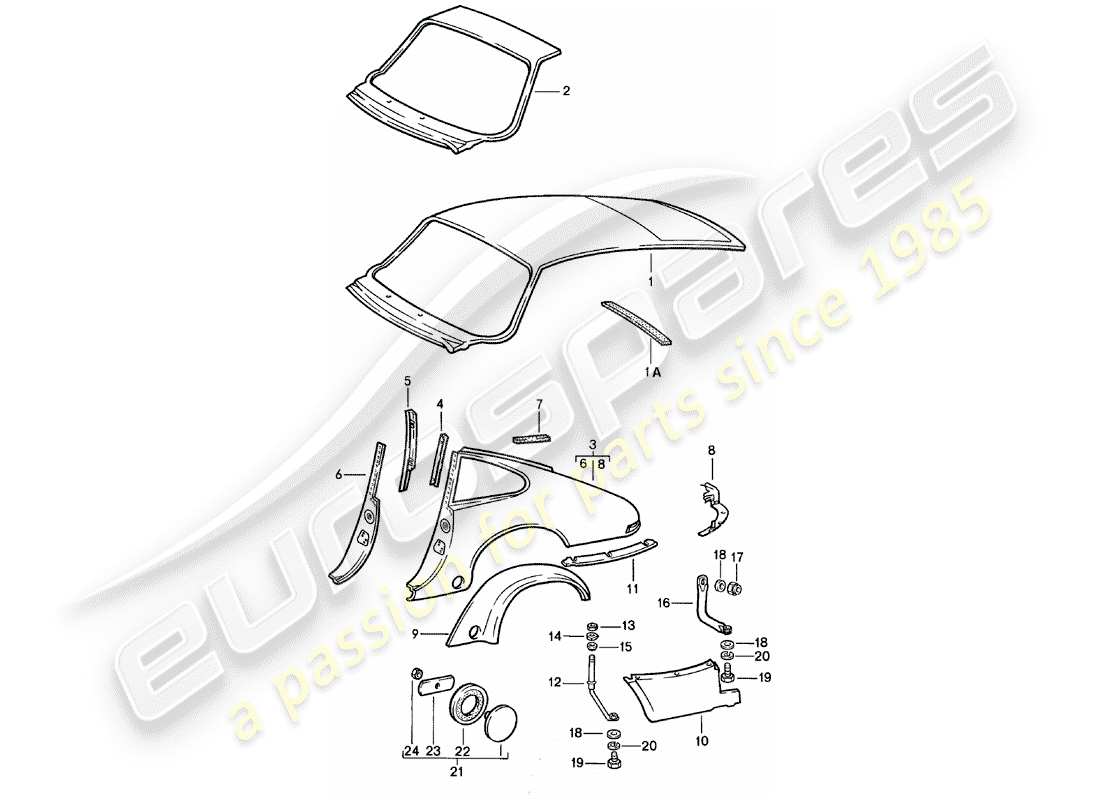 porsche 1983 (911) pannellatura esterna - da adattare utilizzare materiale da officina schema delle parti