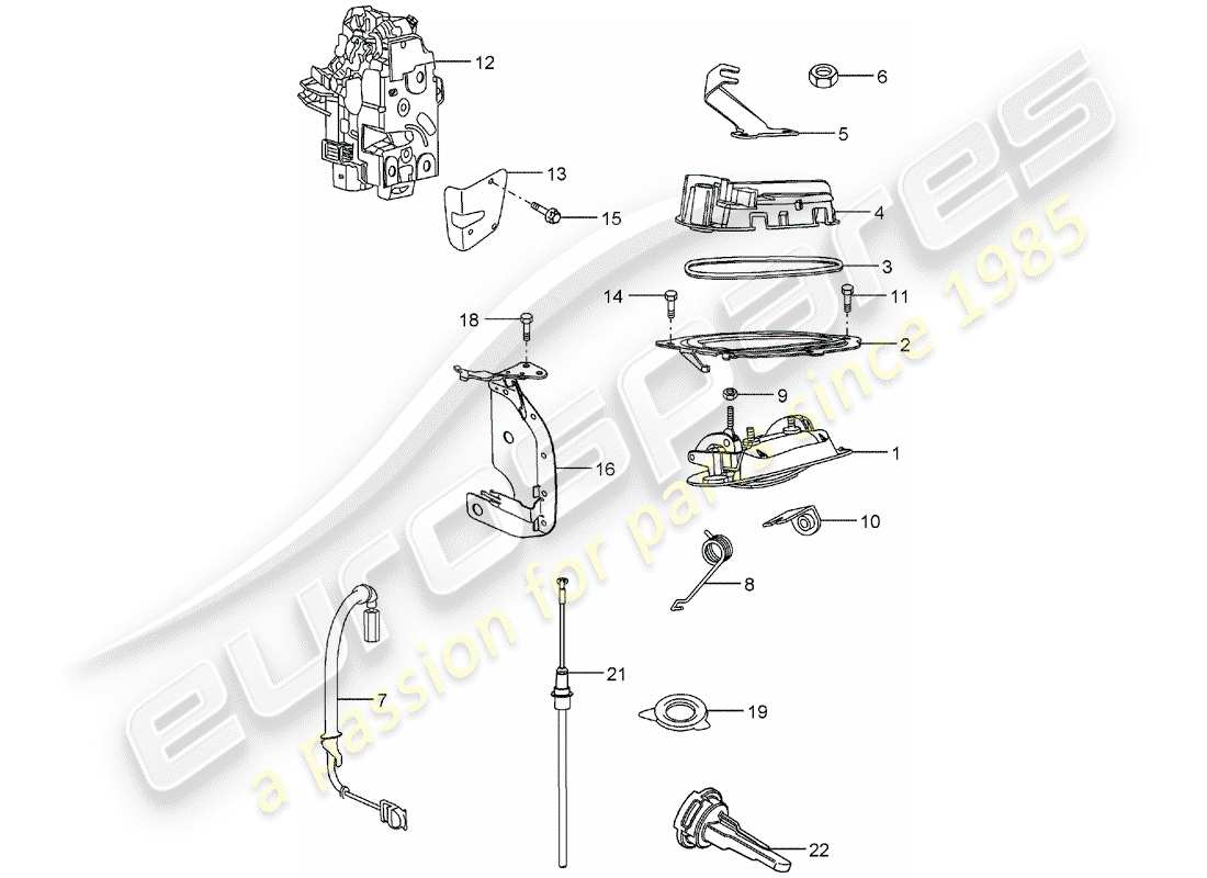 porsche 2004 (carrera gt) maniglia della porta - chiusura della porta diagramma delle parti