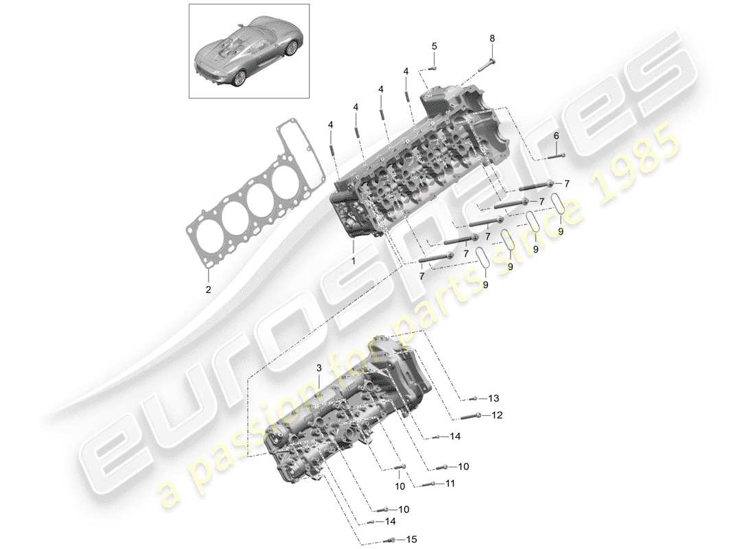 porsche 2015 (918 spyder) testata diagramma delle parti