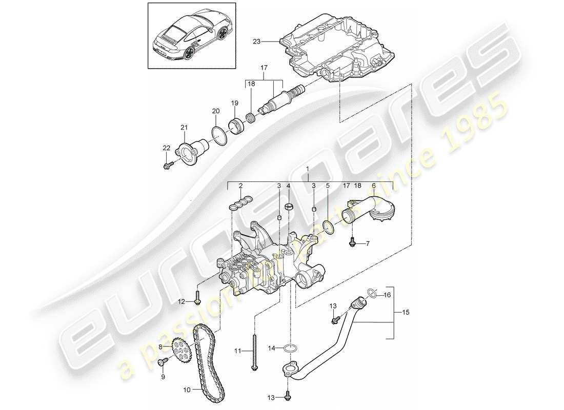 porsche 2013 (997-2 turbo / gt2 rs) schema delle parti della pompa dell'olio
