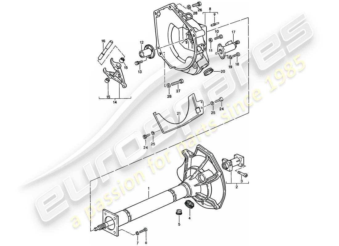 porsche 1984 (944) tubo centrale - per - cambio manuale diagramma delle parti
